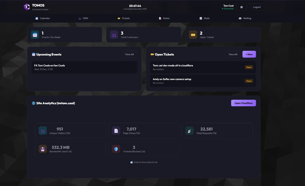 TOMOS Command Center Dashboard